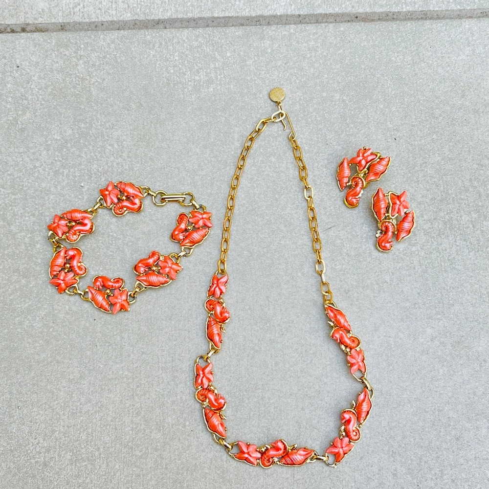Leru Parure Set Vintage Jewelry Necklace Bracelet Earrings